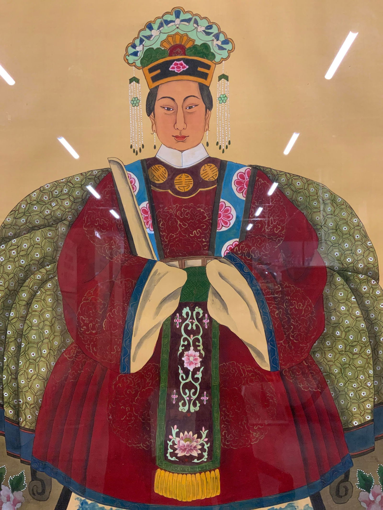 LARGE Framed Chinese Ancestral Portrait Watercolor (1 of 12)