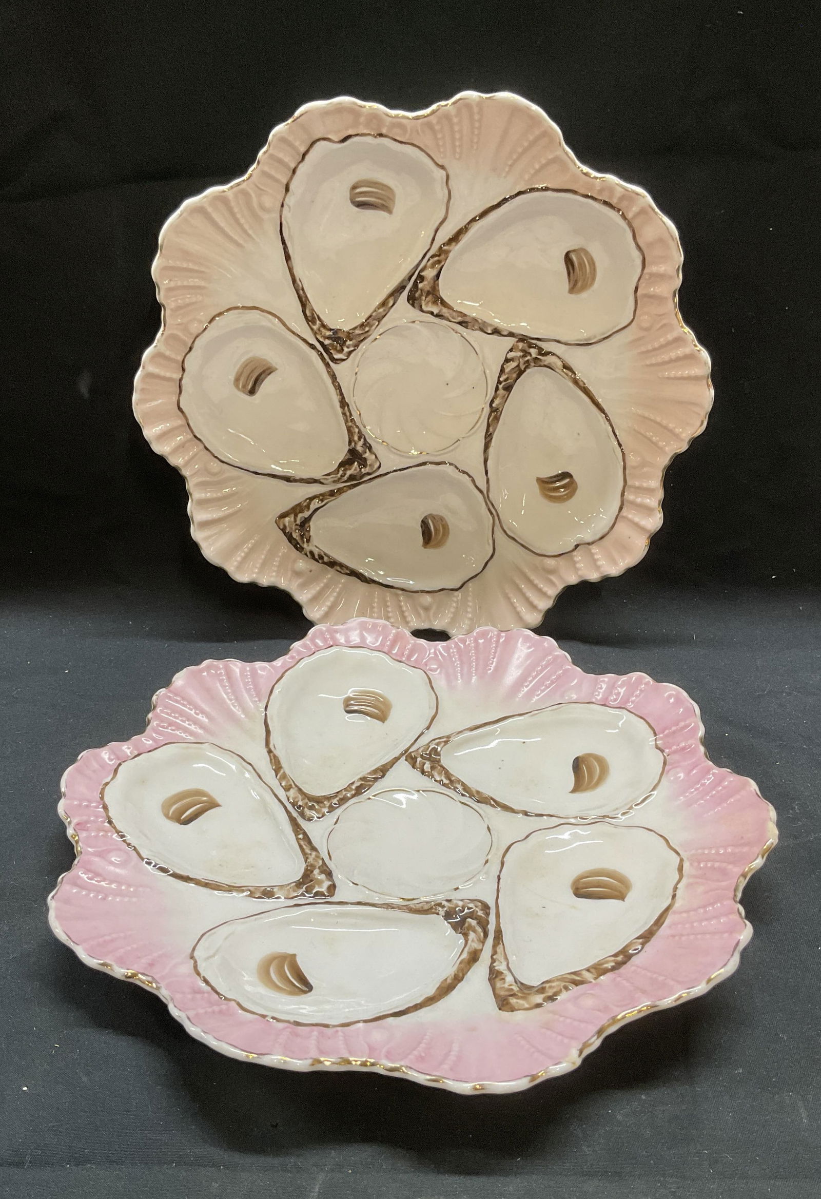 Near Pair Vintage Porcelain Oyster Plates (1 of 7)