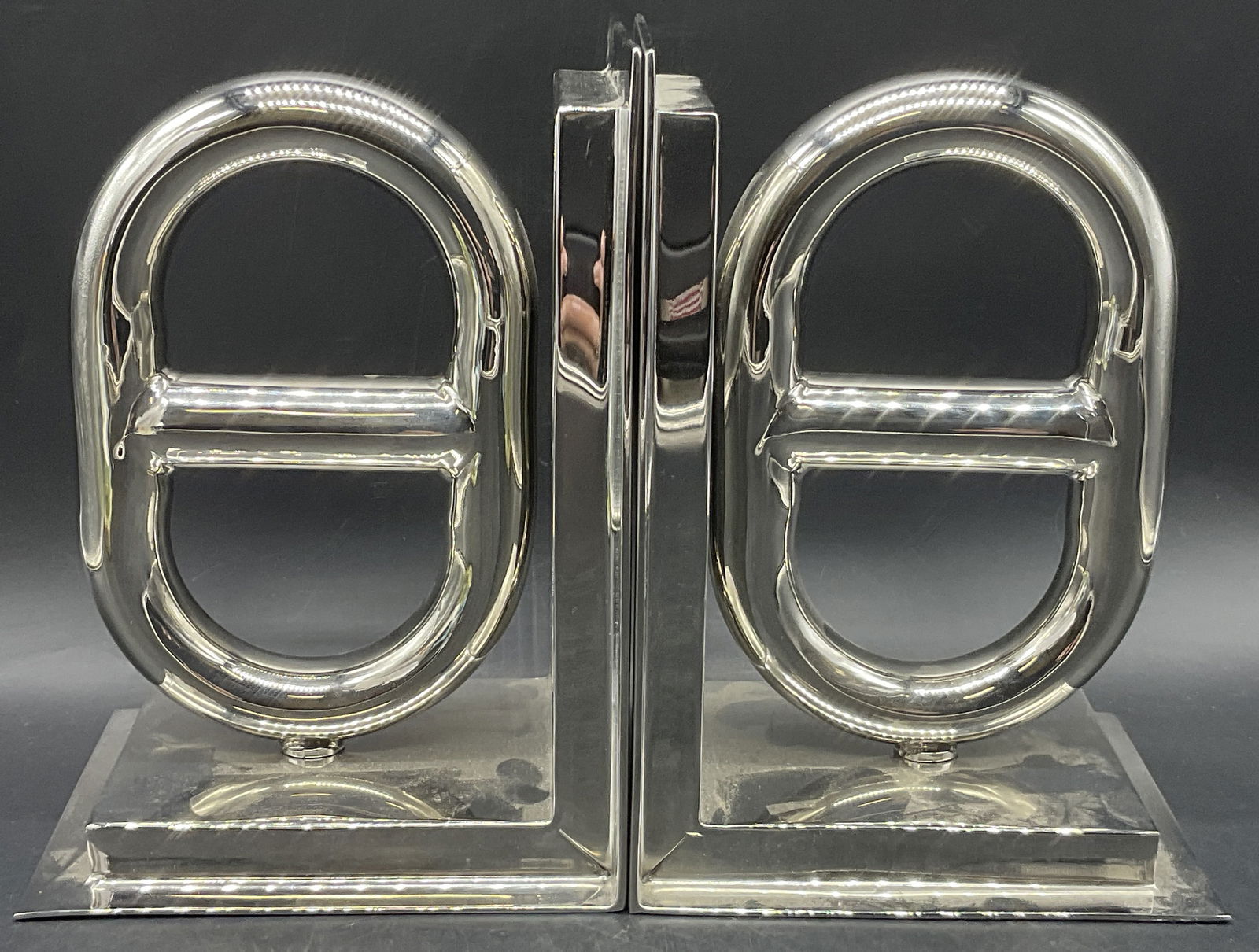 Pair EICHHOLTZ Nevis Polished Metal Bookends (1 of 7)