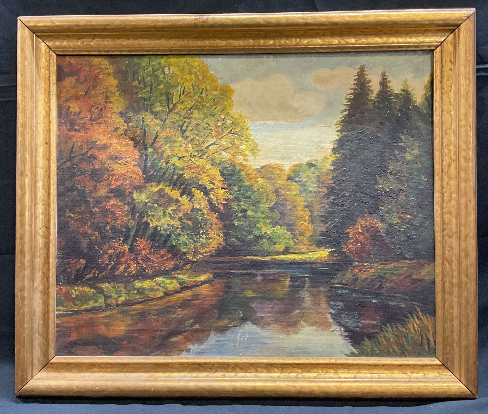 Framed River Landscape Oil Painting (1 of 6)
