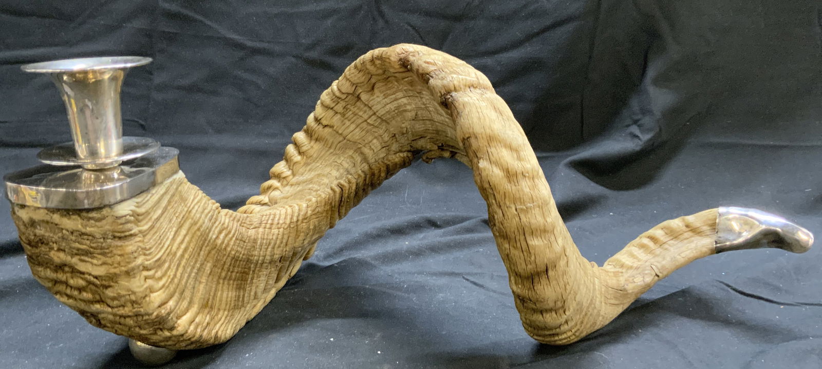 925 Sterling Silver & Rams Horn Candlestick 17.5in (1 of 9)