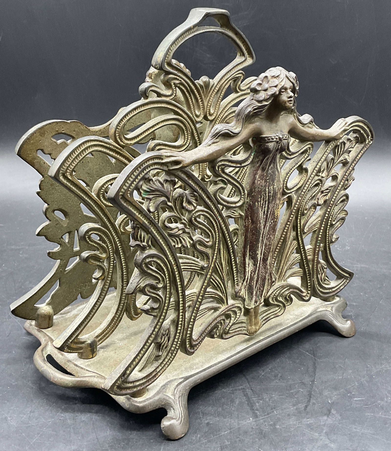 Vintage Art Nouveau Female Figural Iron Organizer (1 of 10)