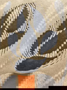 Signed Darrell Dean Mixed Media Abstract Art: Signed Darrell Dean mixed media artwork. Signed on verso, dated 2021. Abstract and organic forms. Ink, paper cutout, and pastel on butcher paper. Framed in wood frame, not examined out of frame/mat. M