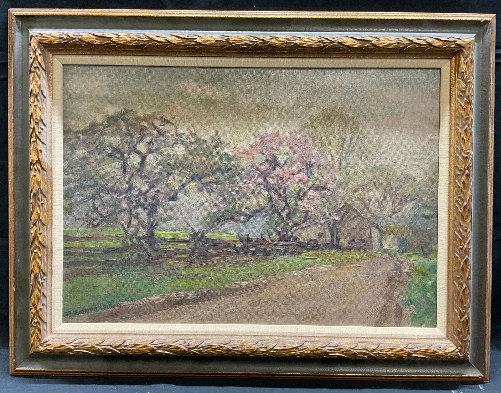 Framed R. Emmett Owen Road & House Oil Painting (1 of 9)