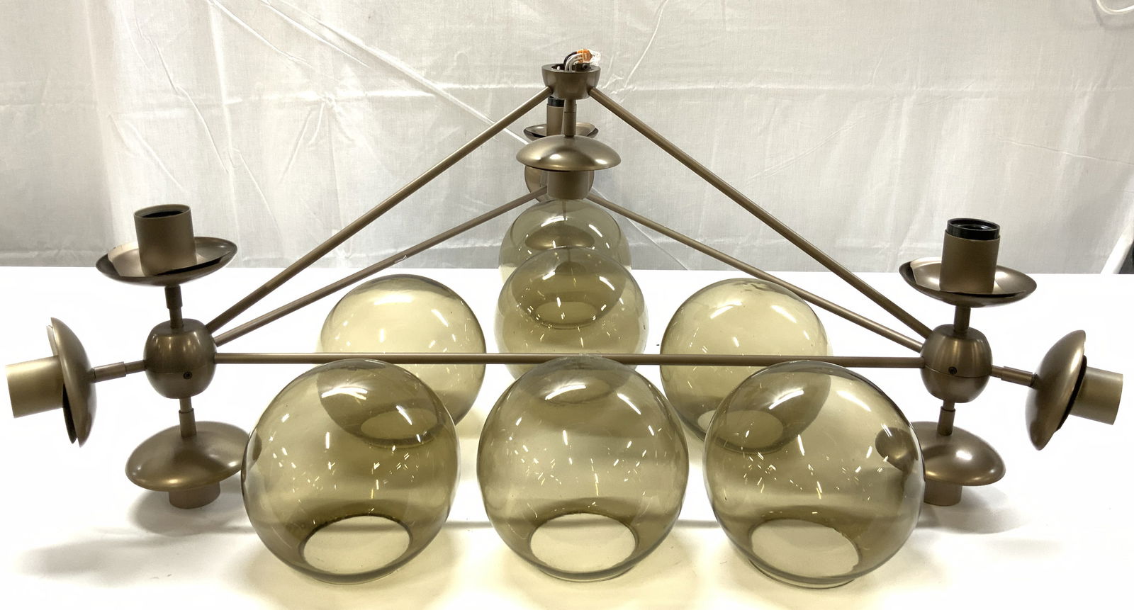 MCM Metal Chandelier W Smoked Glass Globes (1 of 8)