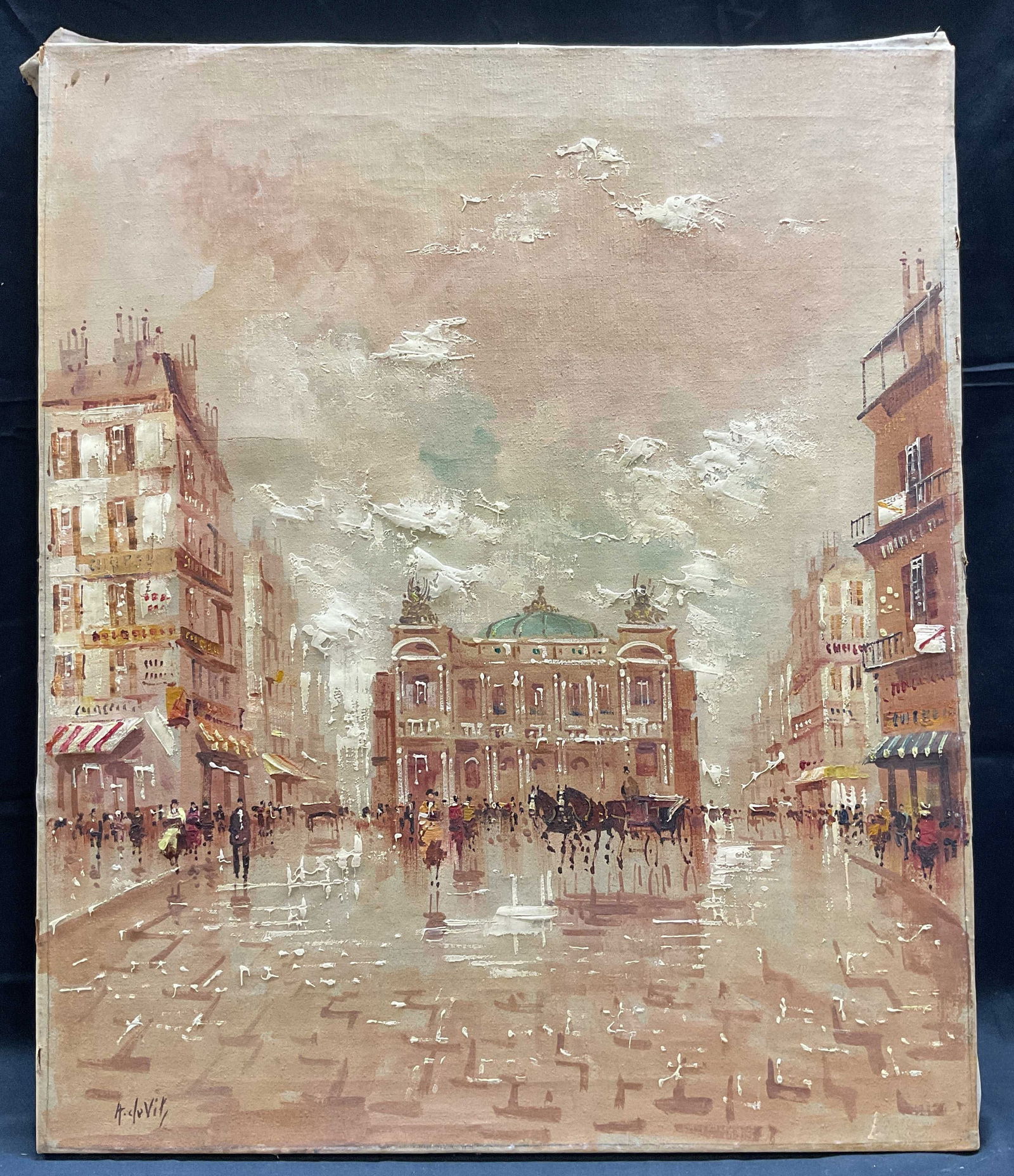 Signed DeVity Paris Opera House Oil Painting (1 of 7)