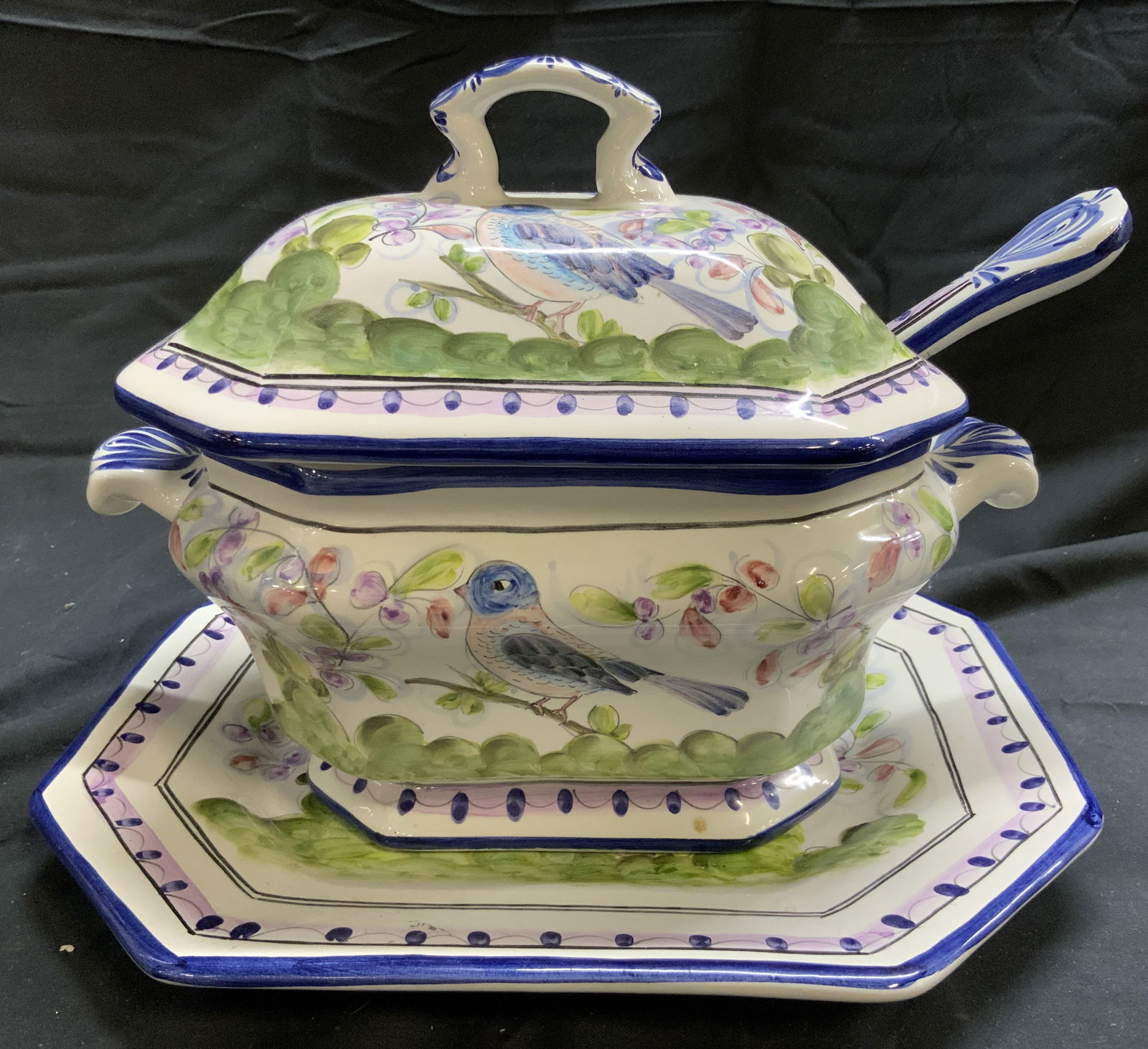 Portuguese Faience Tureen W Ladle & Underplate (1 of 8)