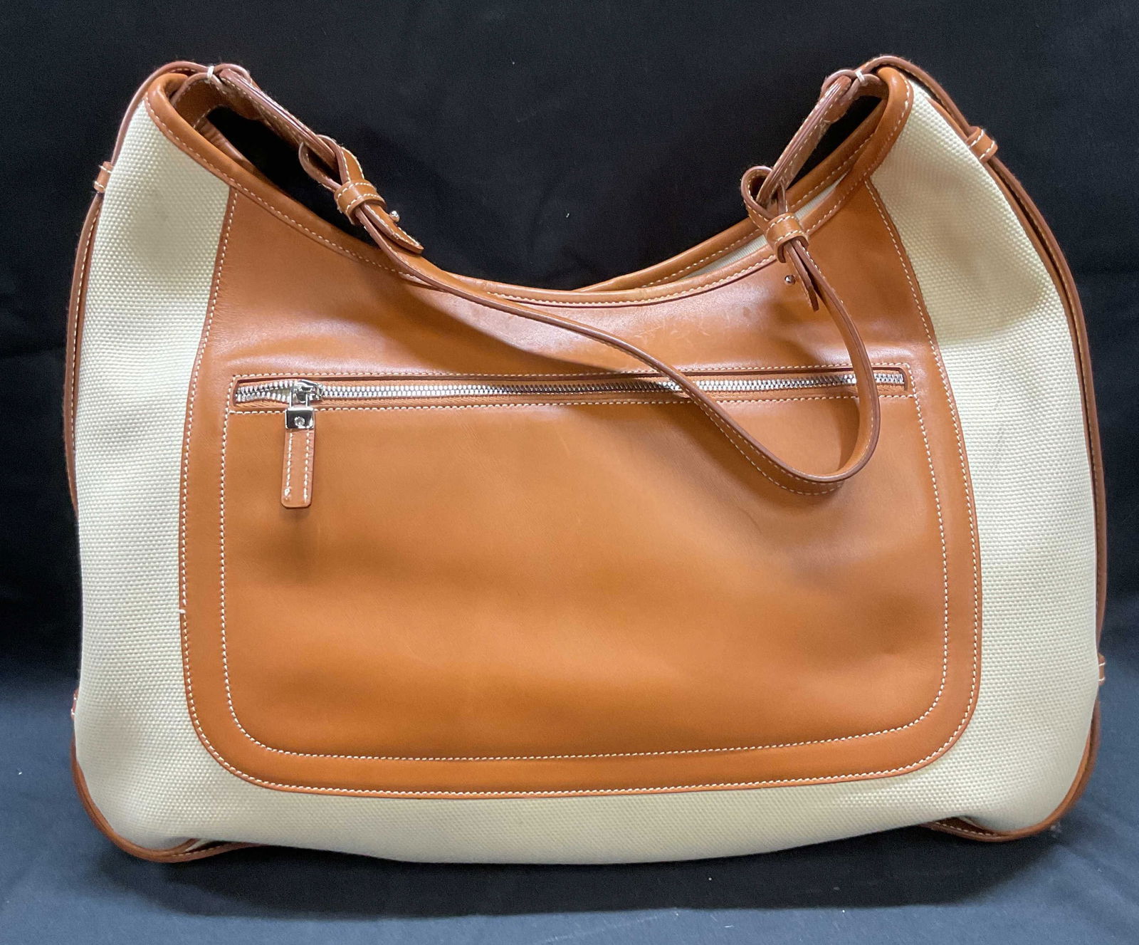 Salvatore FERRAGAMO Tan Leather Trim Handbag, IT (1 of 10)