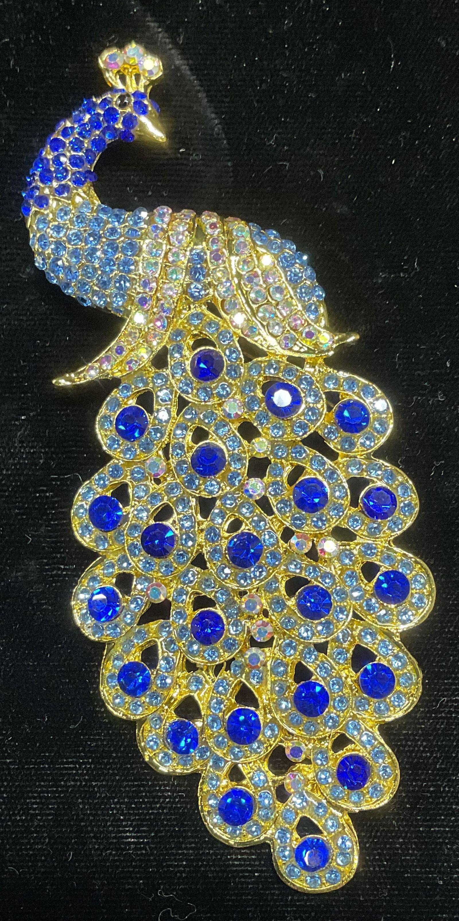 XL Crystal Peacock Statement Brooch, 4.75 In L (1 of 6)