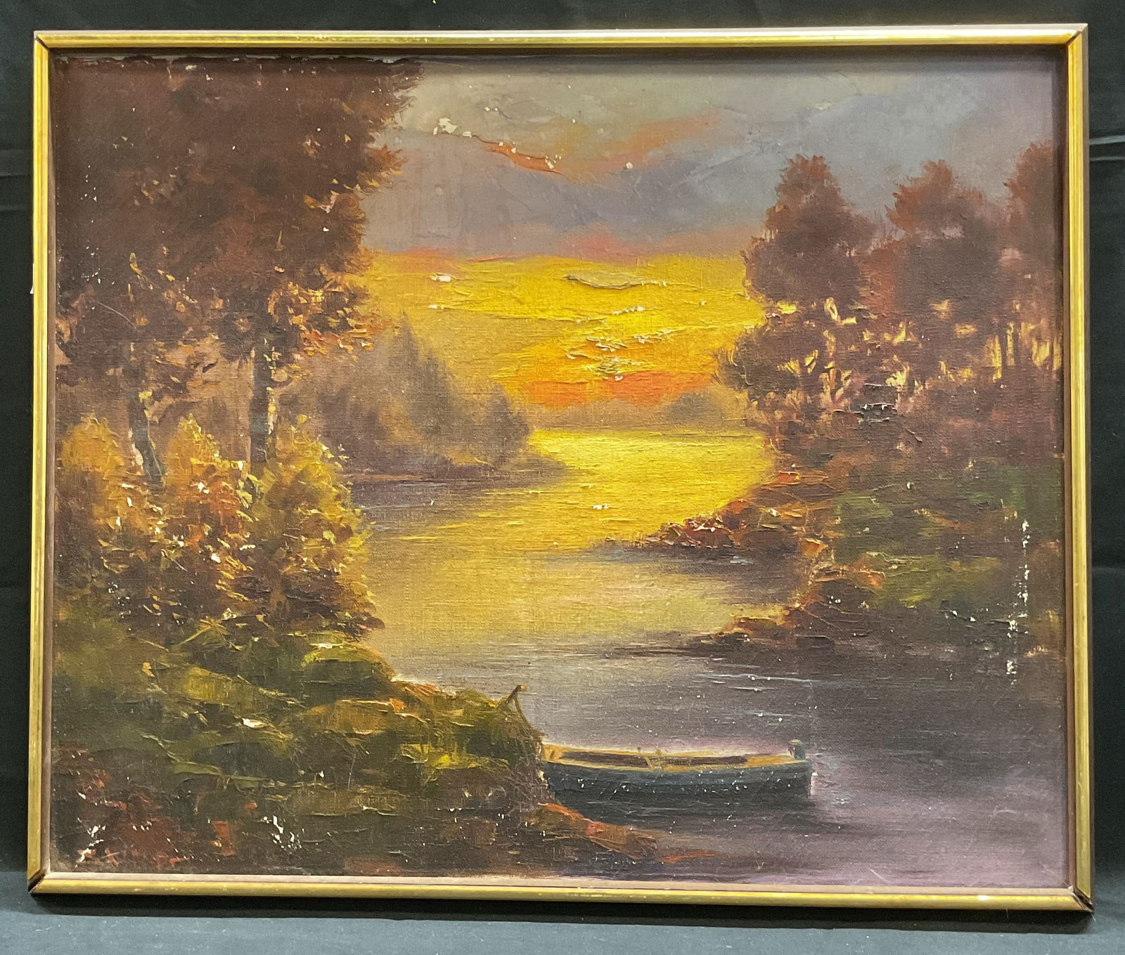 Framed Signed River Landscape Oil Painting (1 of 7)