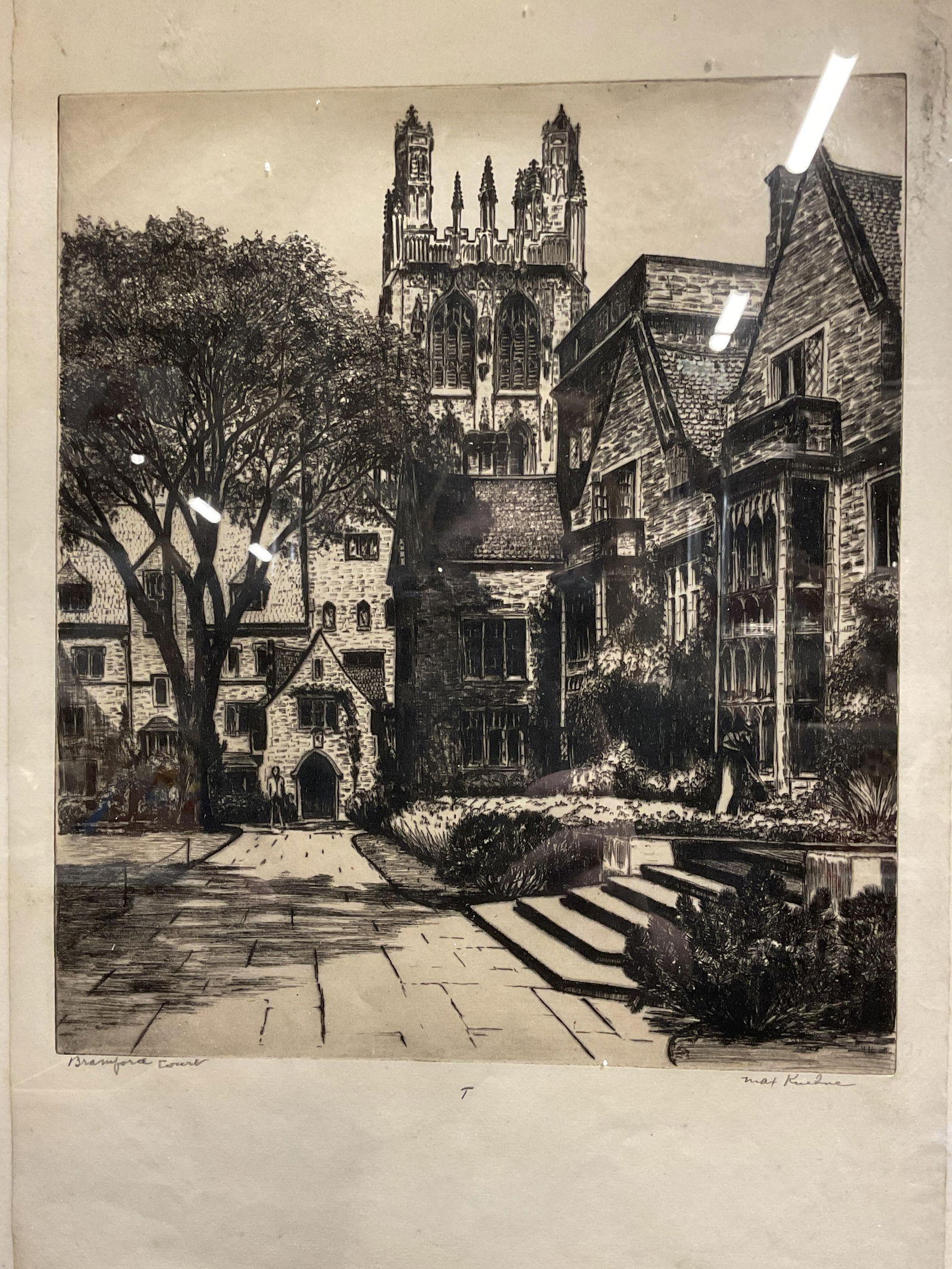 Signed Max Kuehne Branford College Etching (1 of 8)