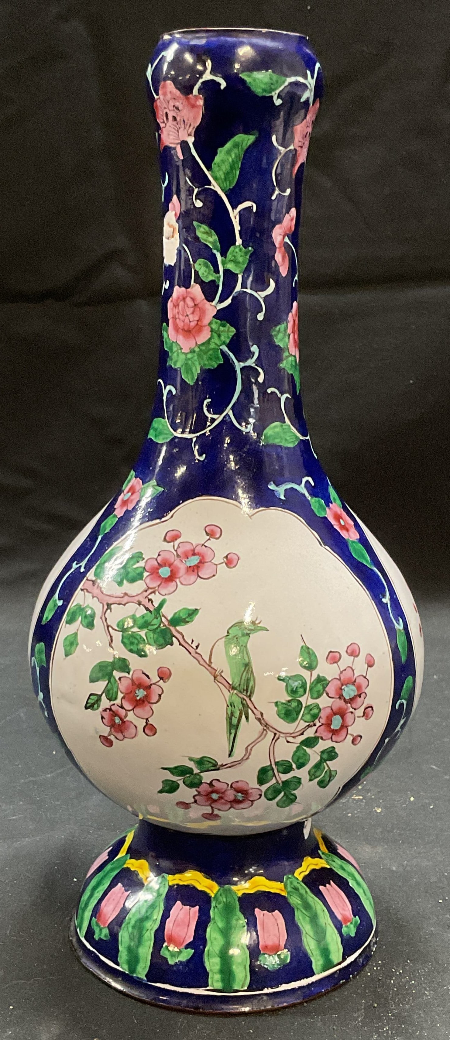 Vintage Asian Cloisonne Floral Bird Enameled Vase (1 of 6)
