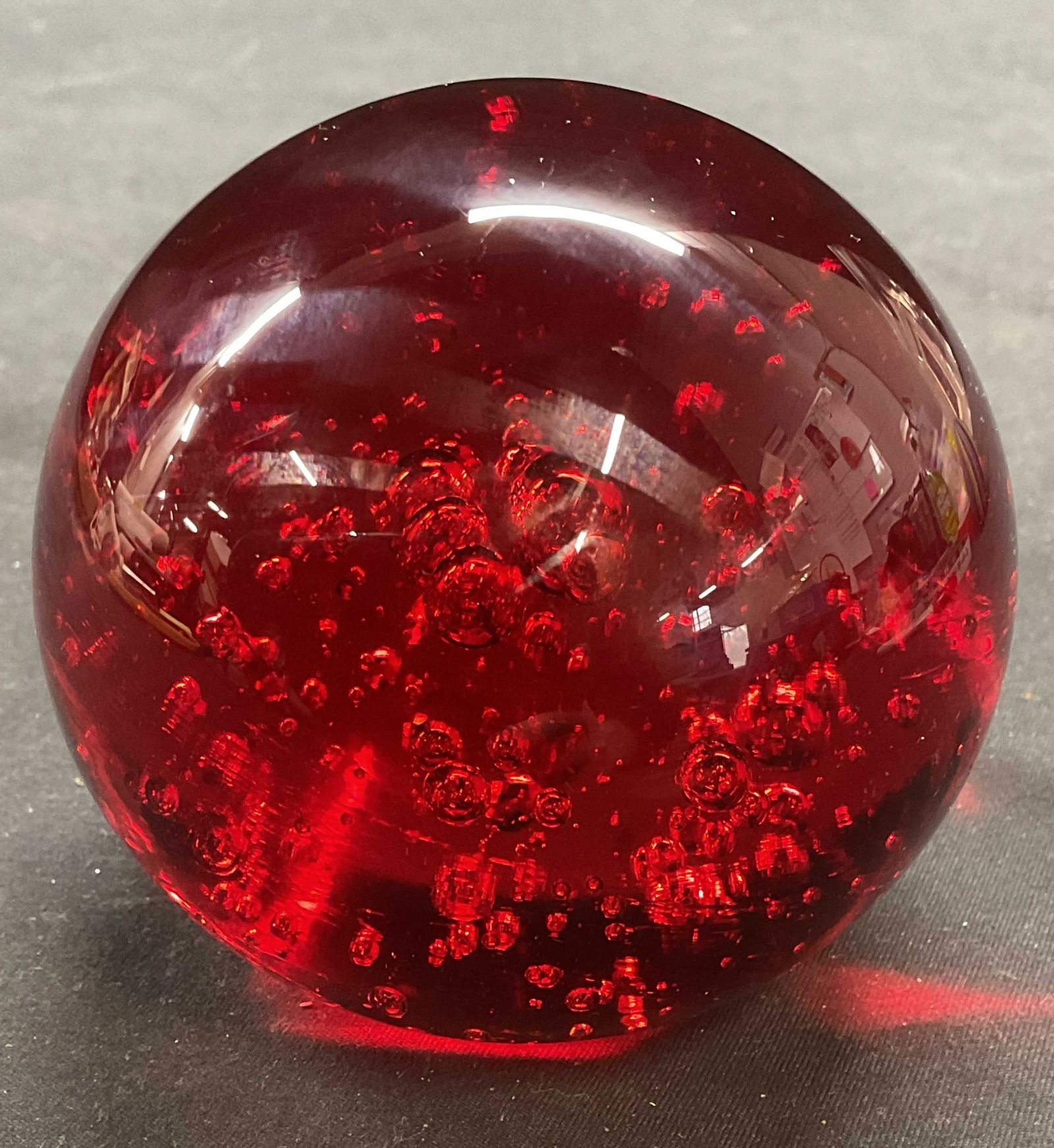 Hand Blown Red Art Glass Bubble Paperweight (1 of 6)
