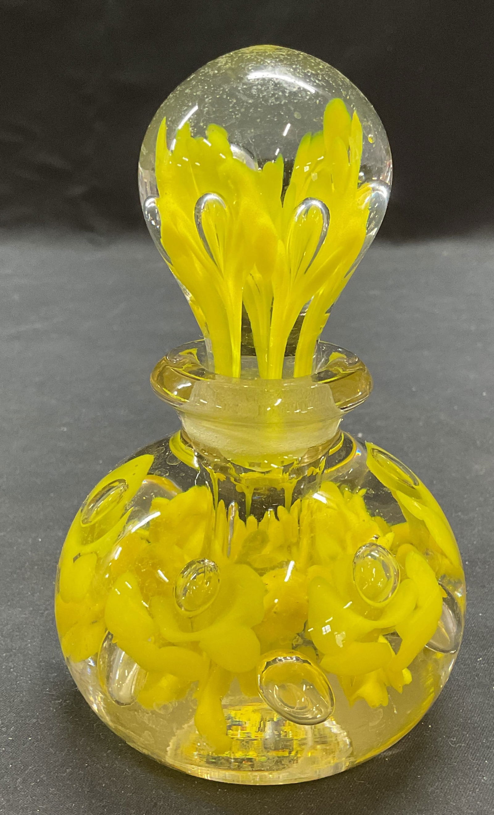 St Clair Yellow Bubble Art Glass Perfume Bottle (1 of 7)