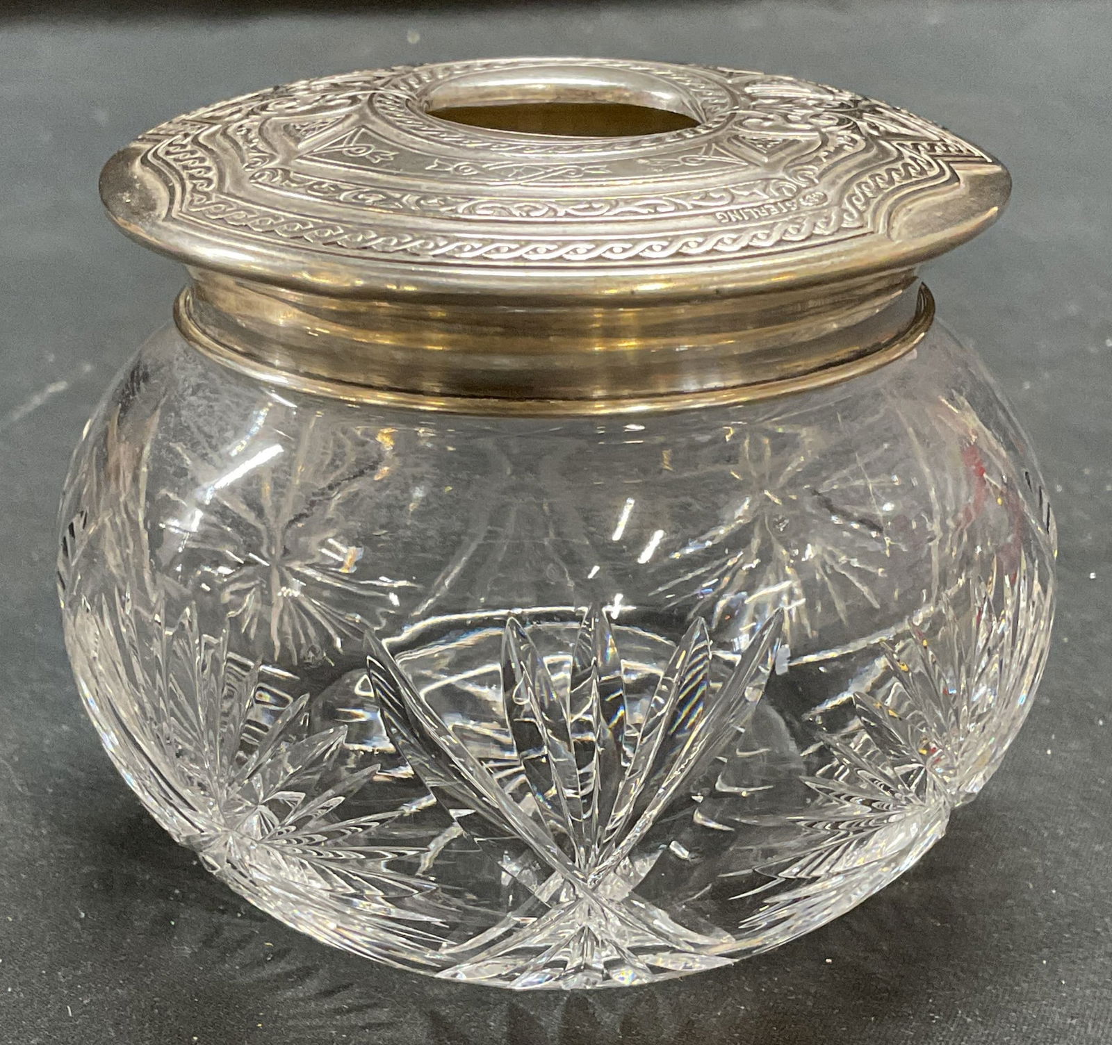 Vintage Sterling Silver Crystal Hair Receiver Jar (1 of 6)