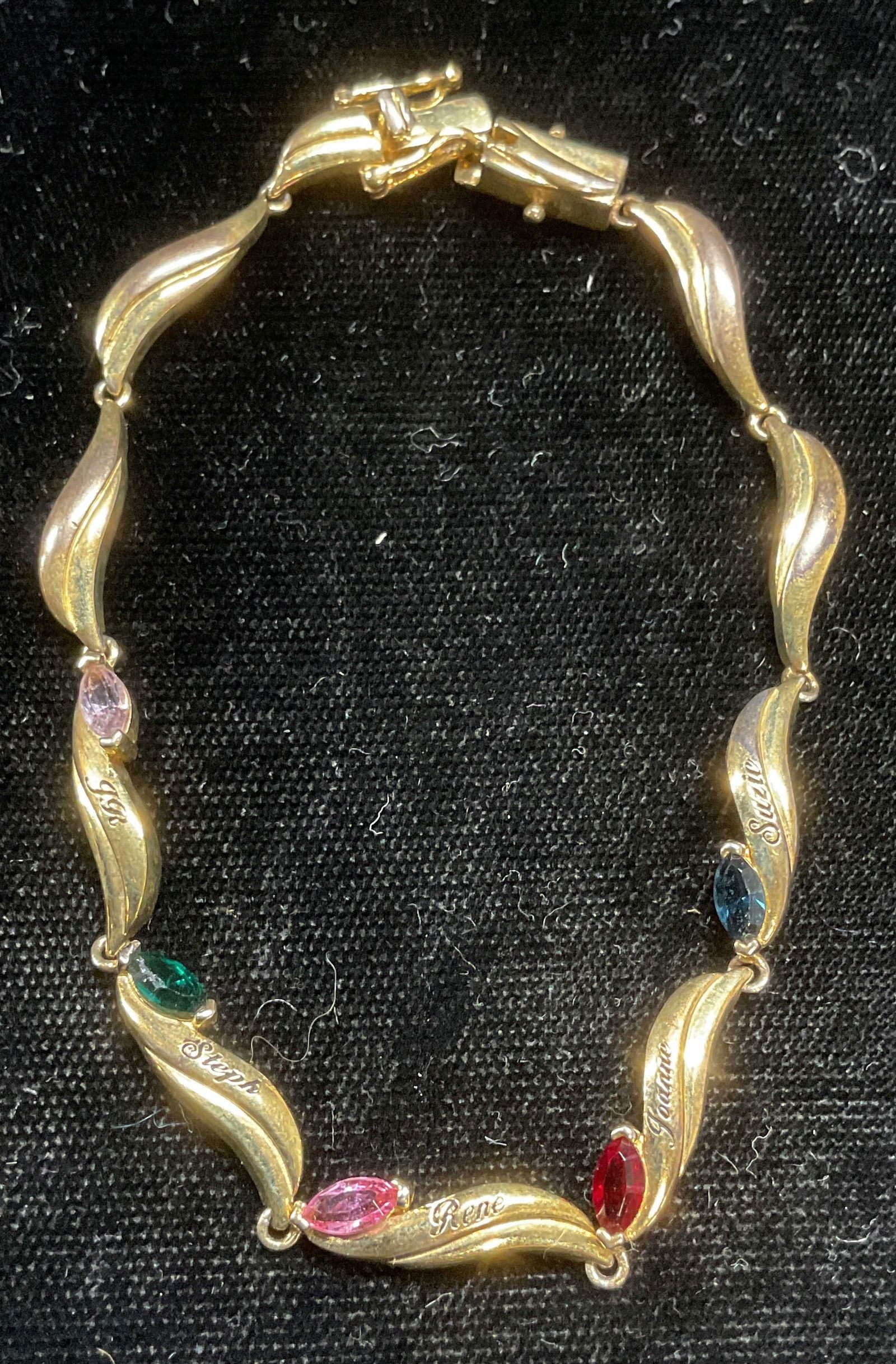 Signed Sterling Silver Gold Pl Crystal Bracelet (1 of 6)