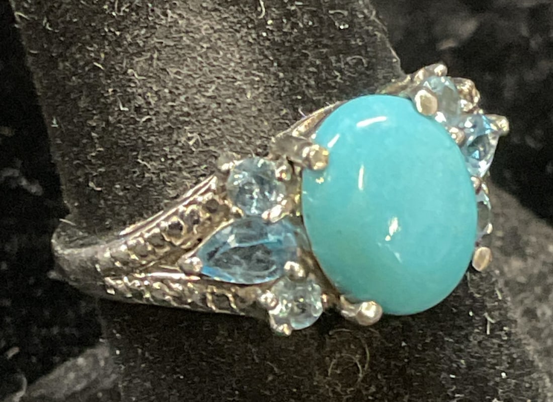 Sterling Silver Topaz Turquoise Style Ring (1 of 6)