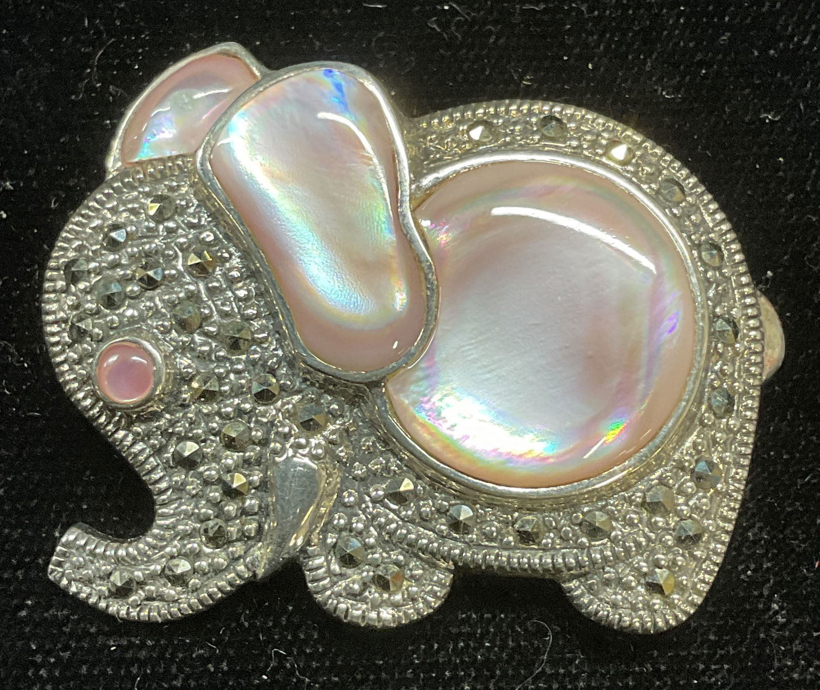 NF Sterling Silver Mother of Pearl Elephant Brooch (1 of 6)
