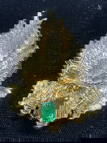 TIFFANY & CO 18k GOLD EMERALD FLOWER BROOCH (1 of 9)