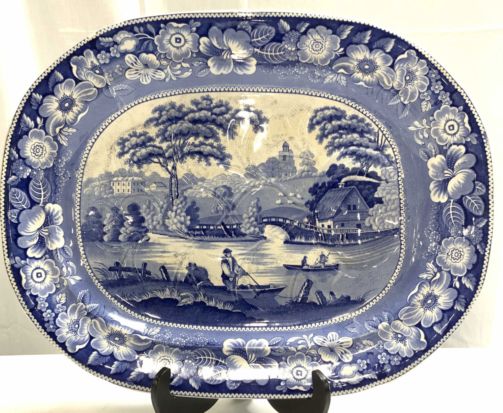 J MIER & SONS WILD ROSE Antq Porc Fish Serv Dish (1 of 11)