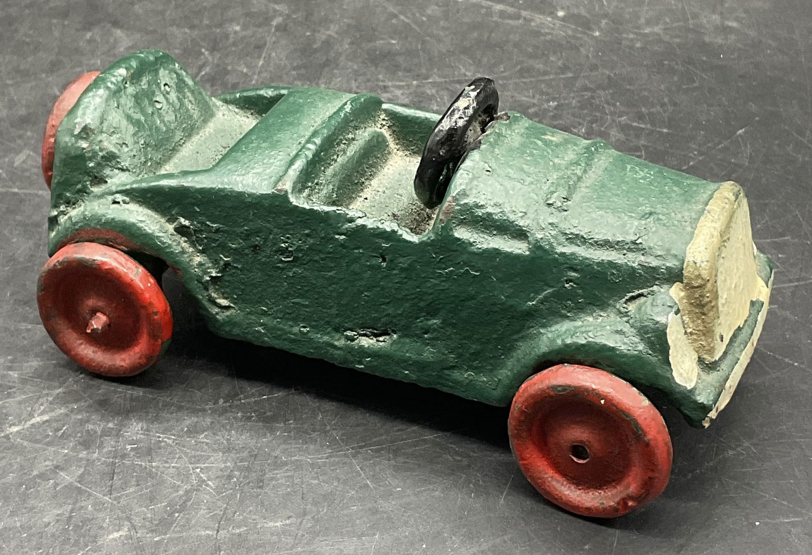 Vintage Green & Red Iron Car Figural Toy, Wheeled (1 of 8)