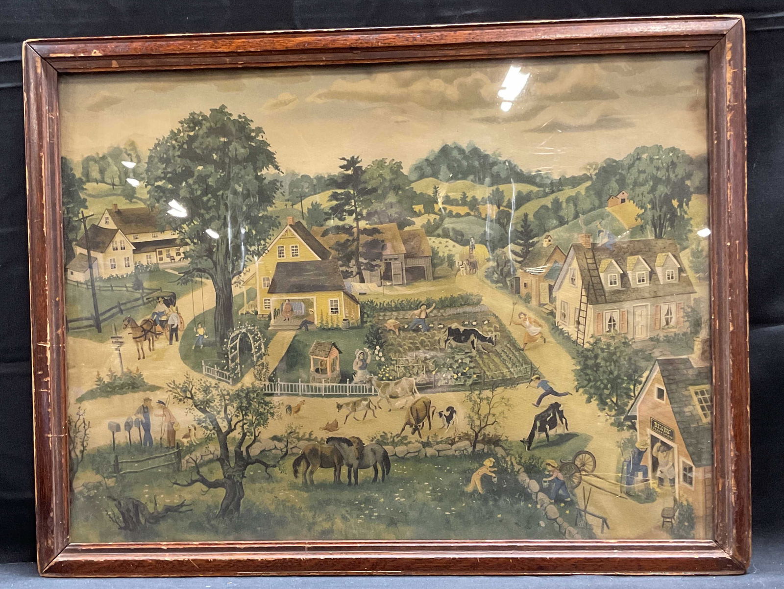Attr Pauline Jackson Folk Art Farm Lithograph (1 of 7)