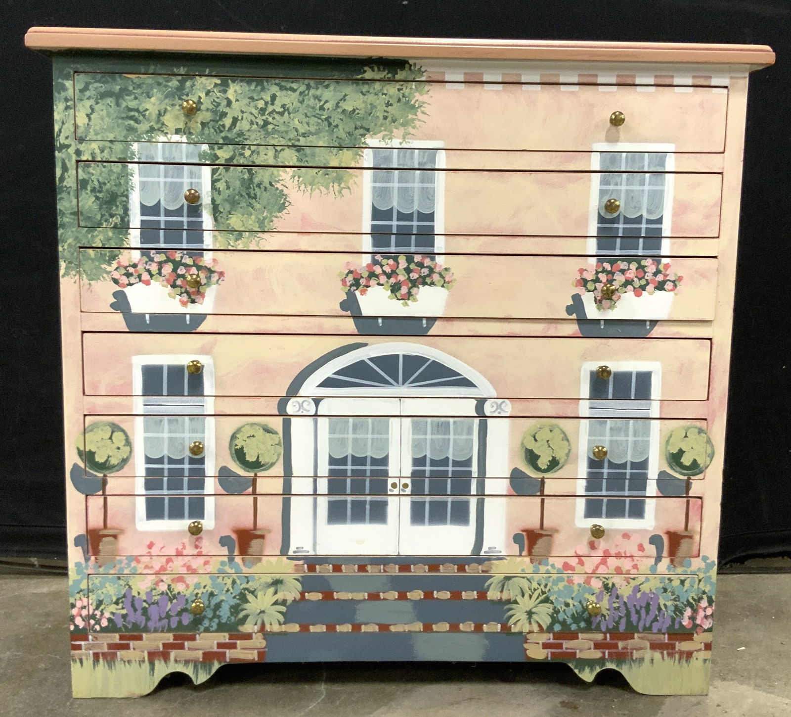 M BORGEN 7Drwr Hand Painted House Jewelry Box 18in (1 of 11)