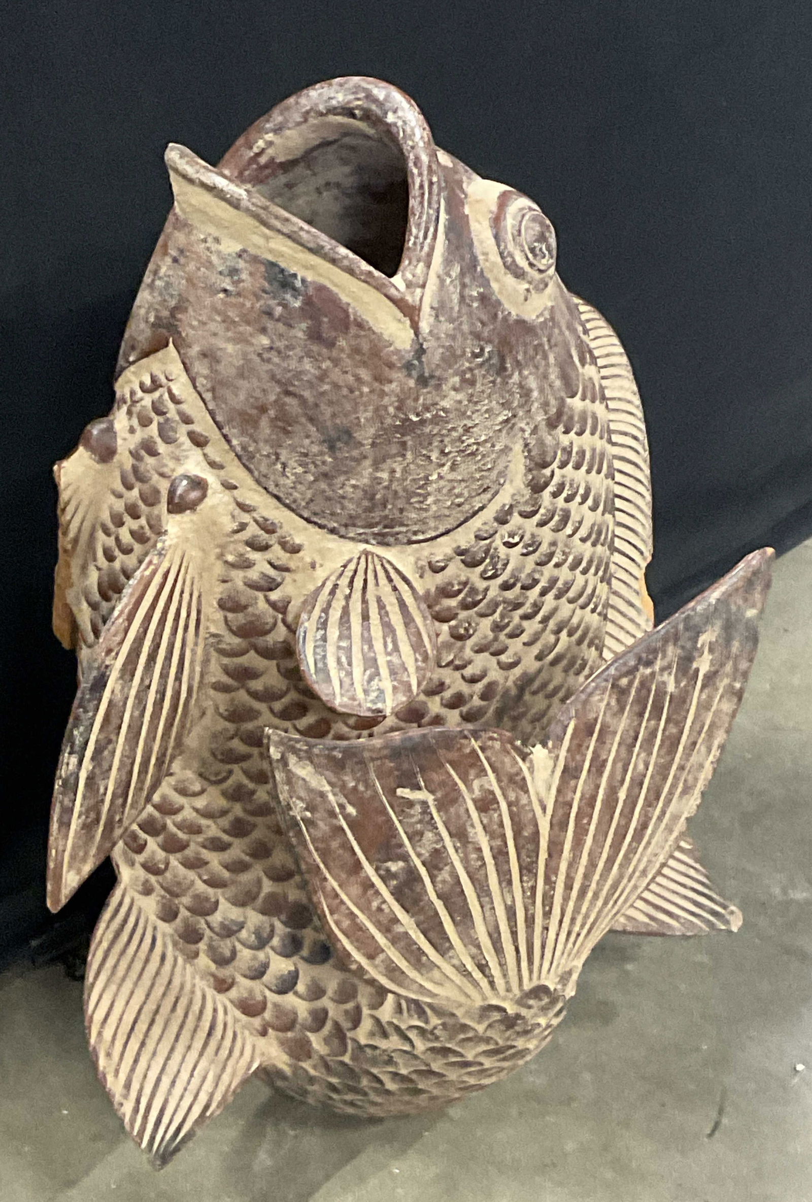 Vintage Fish Figural Pottery Vase, 19 Inch Height (1 of 8)