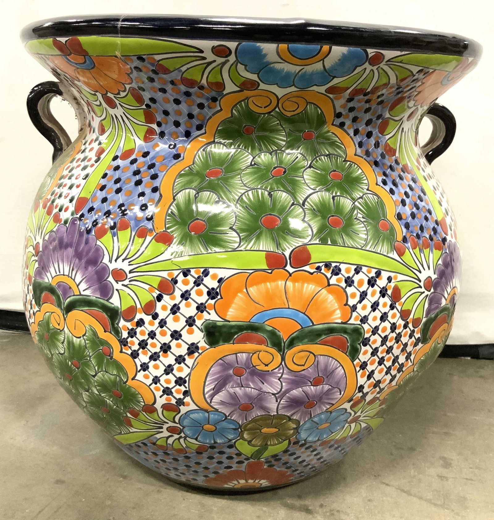 XL TALAVERA POTTERY Ceramic Planter W Handles 20 (1 of 9)