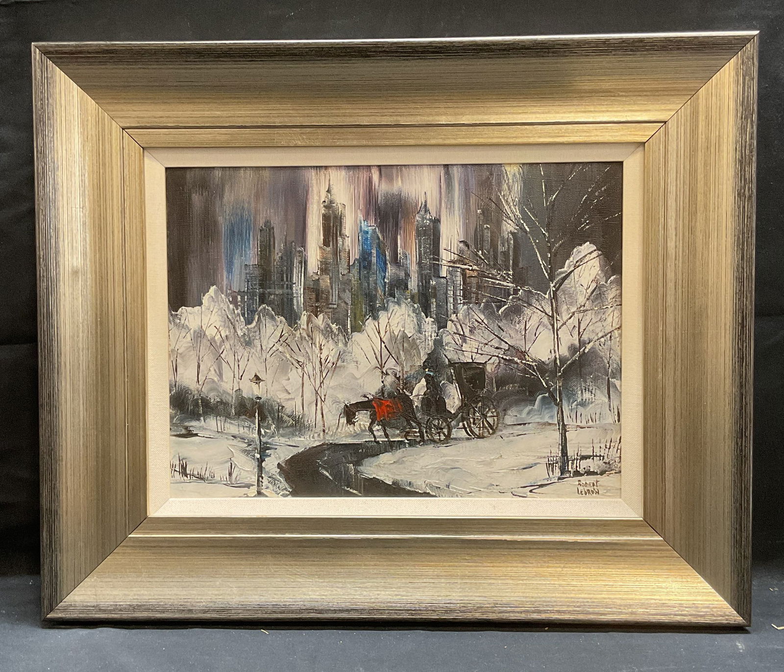 Sgn Robert Lebron Central Park Winter Oil Painting (1 of 7)