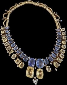 18k Gold Necklace Sapphires Natural Mined Stones