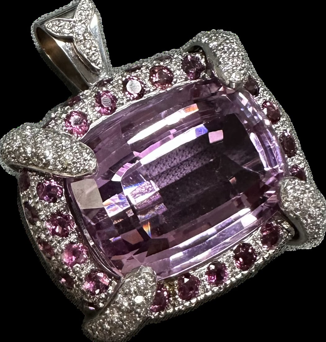 14K White Gold Necklace with Diamonds & Kunzite (1 of 8)