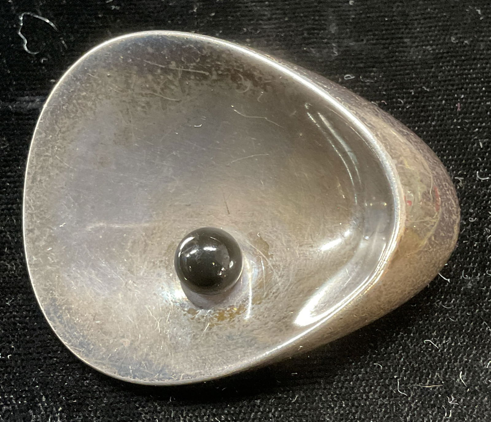 Georg Jensen Sterling Silv Onyx Oyster Brooch Denmark (1 of 7)