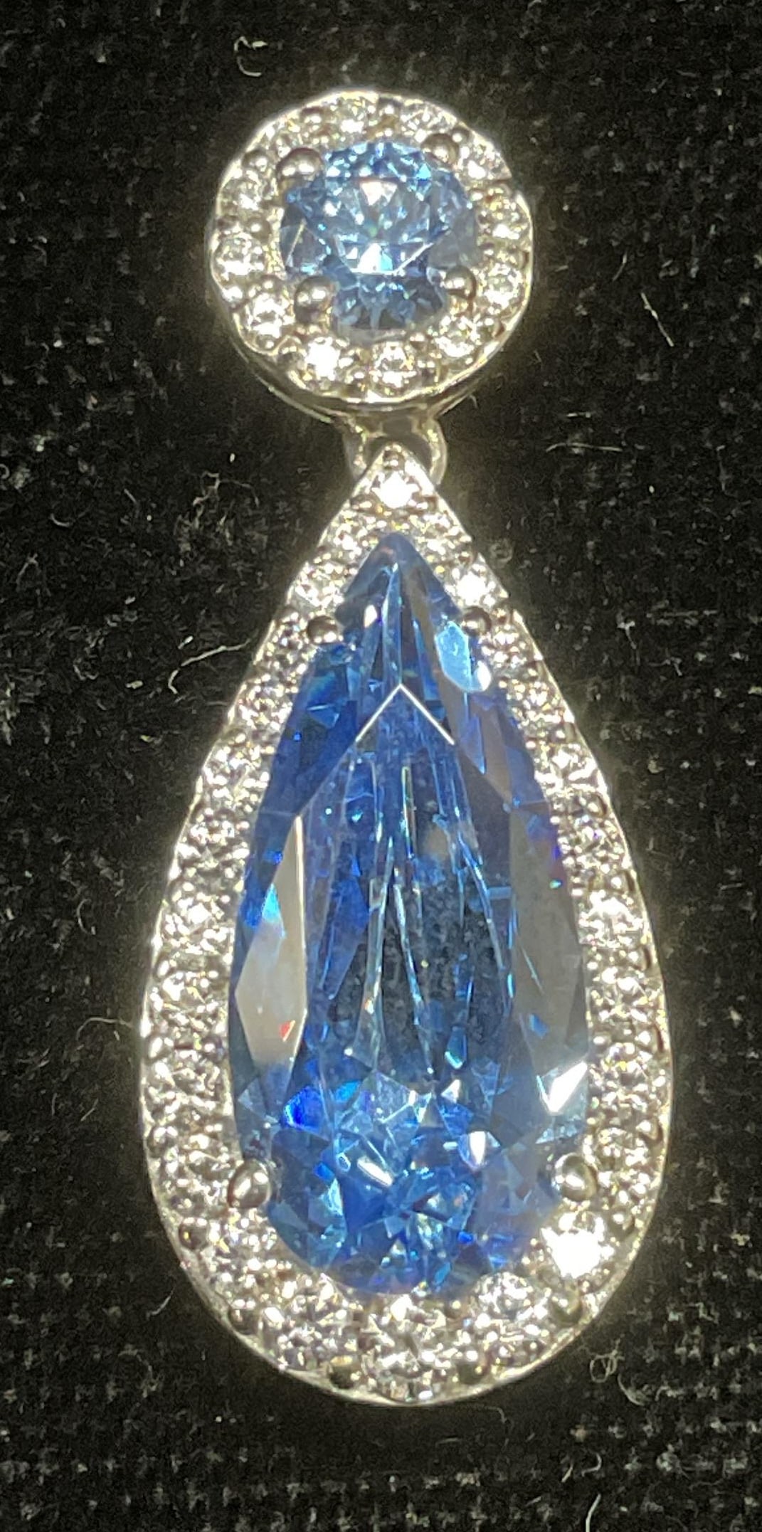 Signed Sterling Silver Blue Semiprecious Pendant (1 of 6)