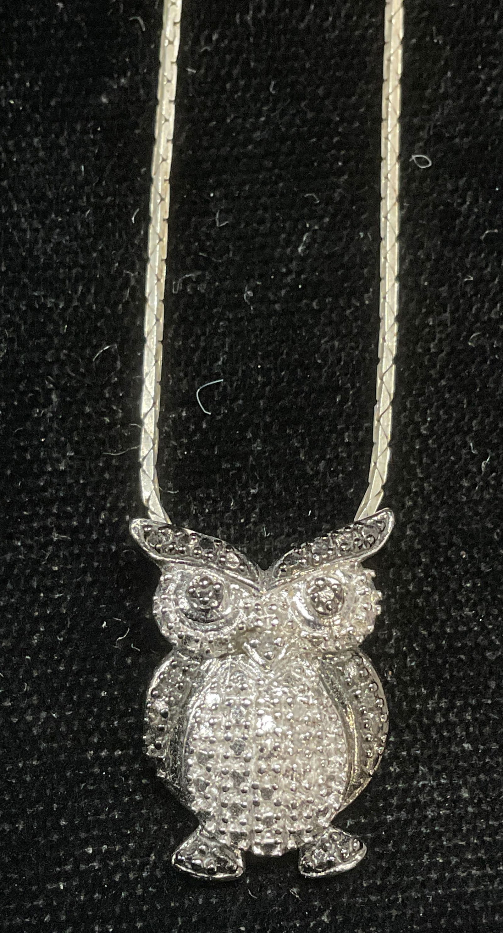 Signed Sterling Silver Owl Pendant Necklace (1 of 7)