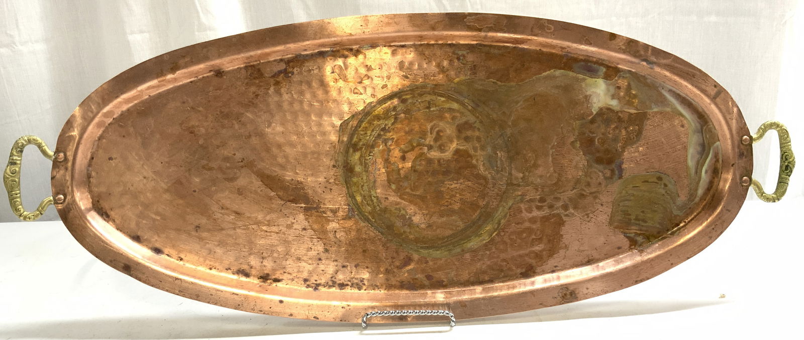 Vintage Hammered Copper Serving Tray W Handles 2ft (1 of 6)