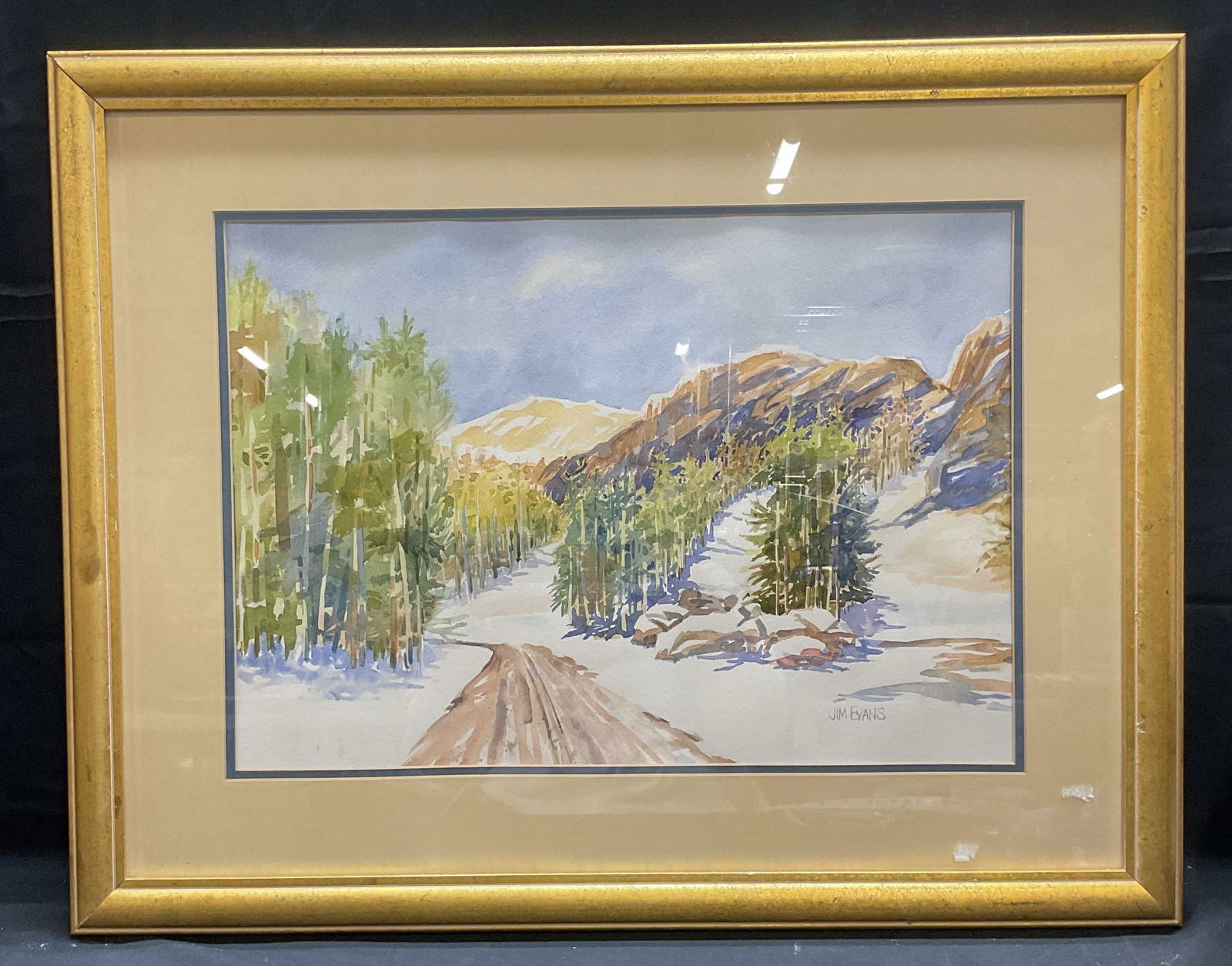 Sgn Jim Evans Snow Landscape Watercolor Painting (1 of 6)