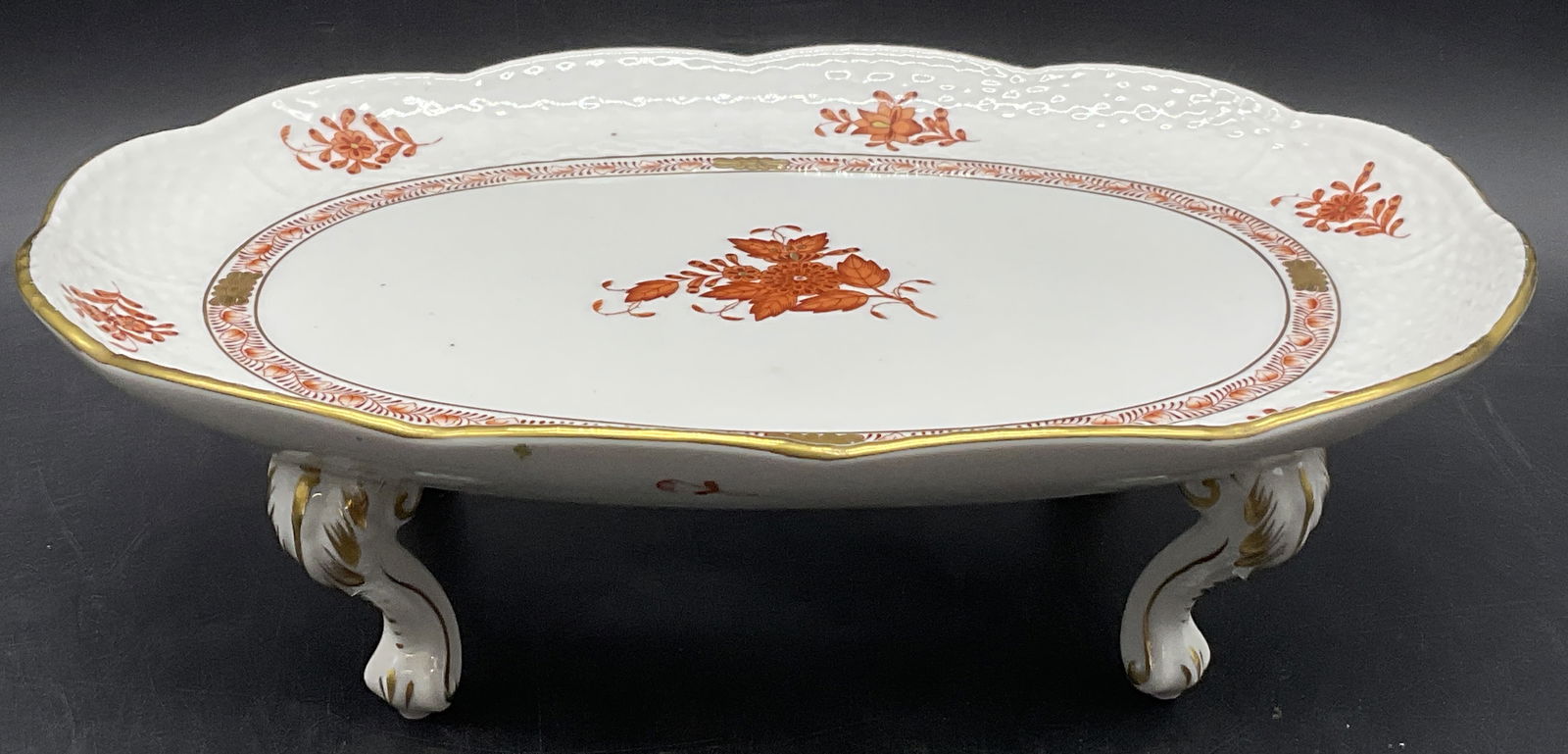 HEREND HUNGARY Hand Painted Porcelain Footed Plate (1 of 8)