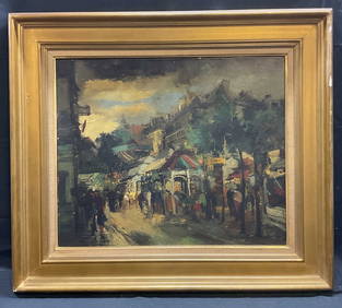 Framed Signed Paris Street Scene Oil Painting (1 of 6)