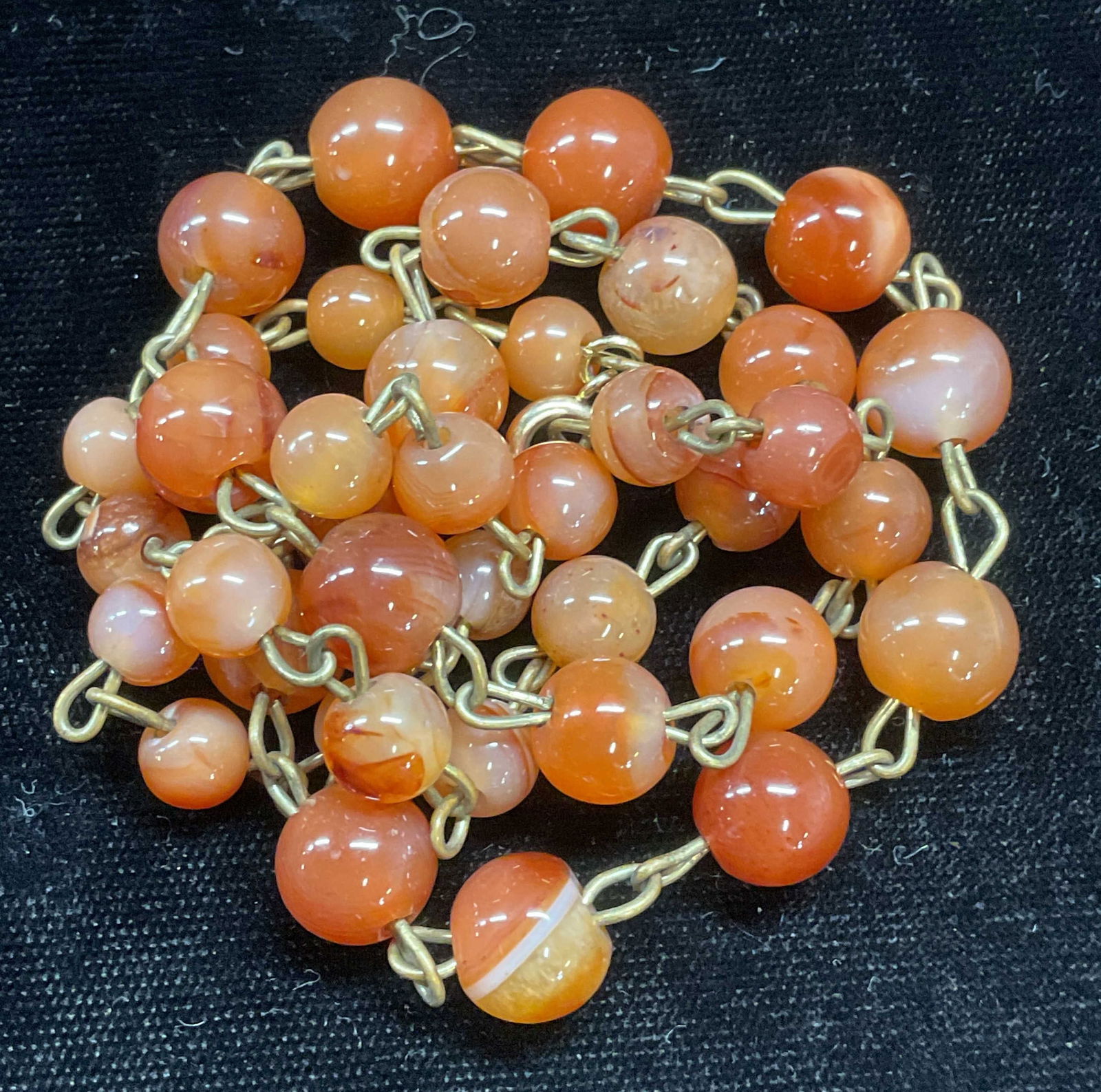Vintage Orange Agate Beaded Necklace (1 of 6)