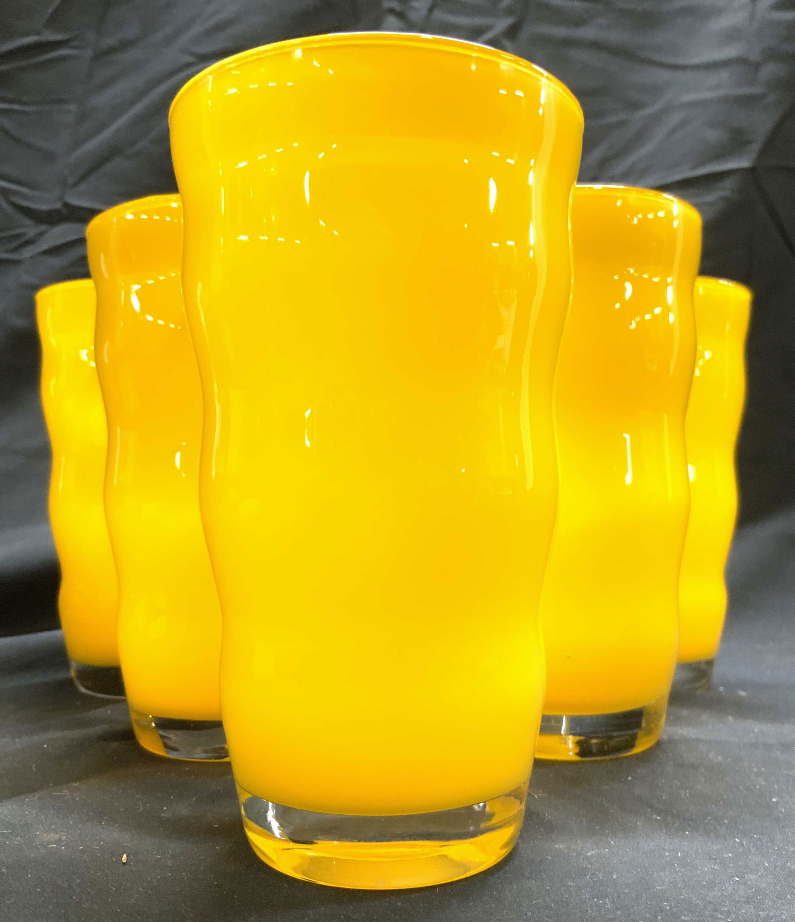 DANSK RIO Set 6 Art Glass Cups Vessels Yellow (1 of 8)