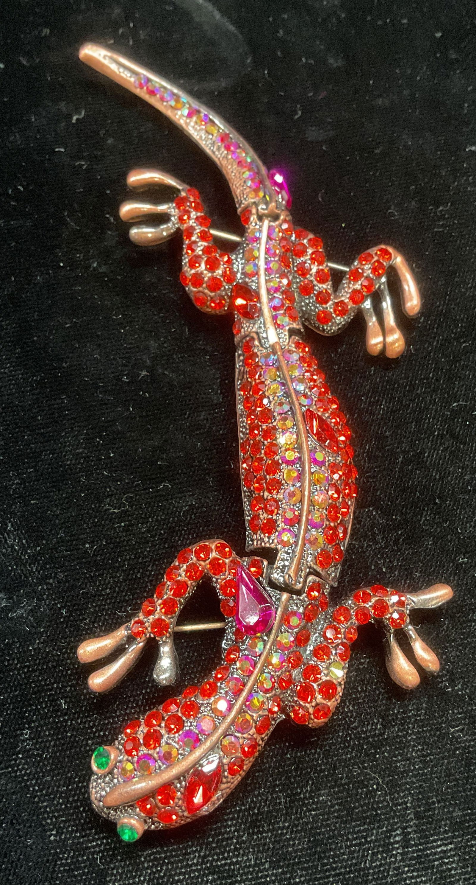 XL Ali Lang Red Crystal Lizard Brooch 5.5in L (1 of 8)