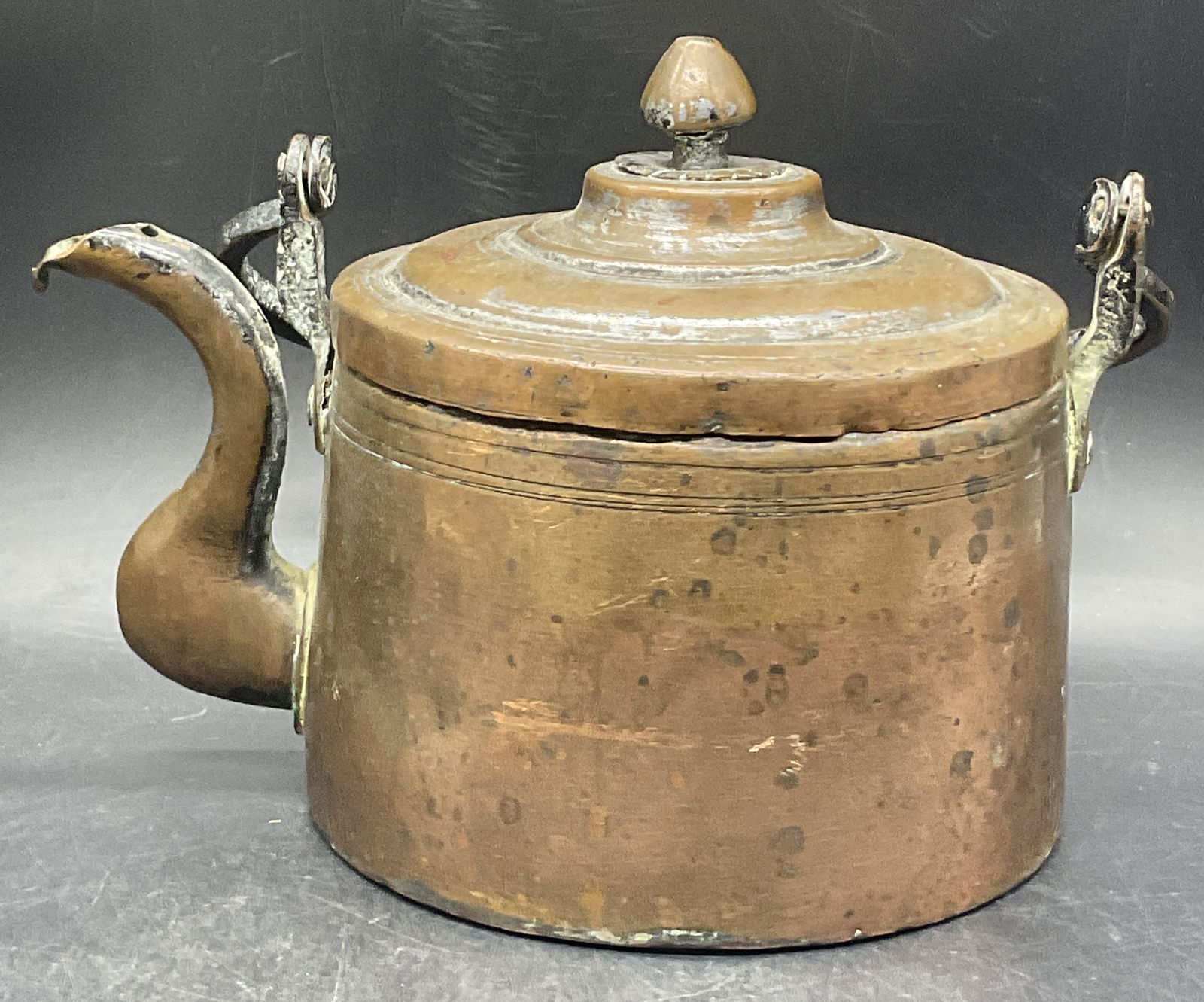 Vintage Copper Top Handle Tea Kettle, Lidded (1 of 8)
