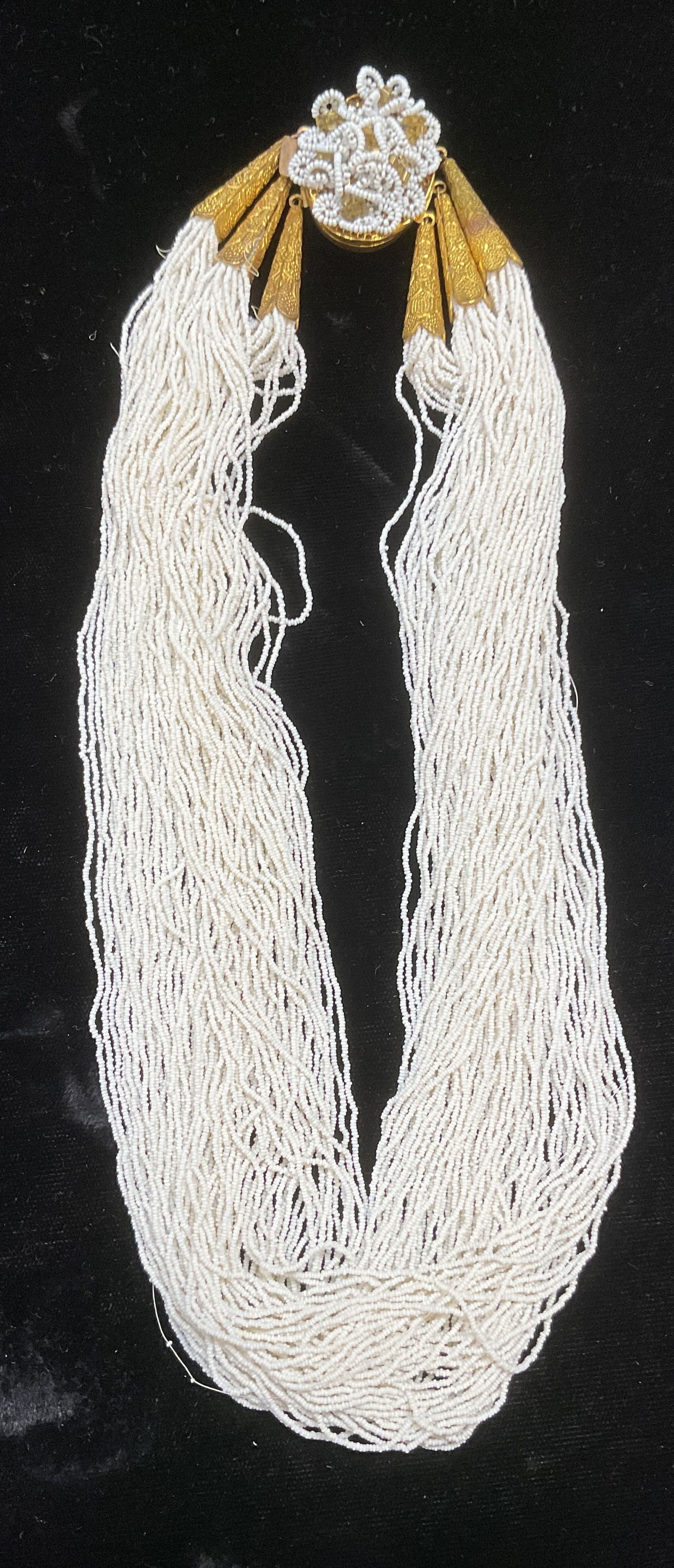 Vintage Gold Tone White Seed Bead Necklace (1 of 6)