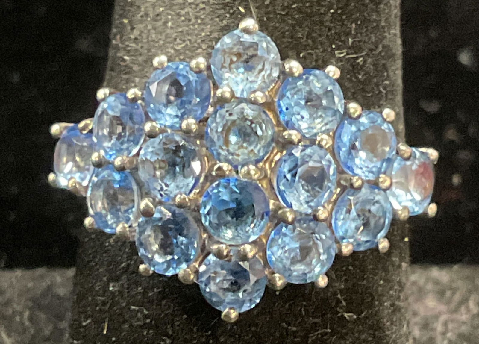 Signed Sterling Silver Topaz Cluster Ring (1 of 6)