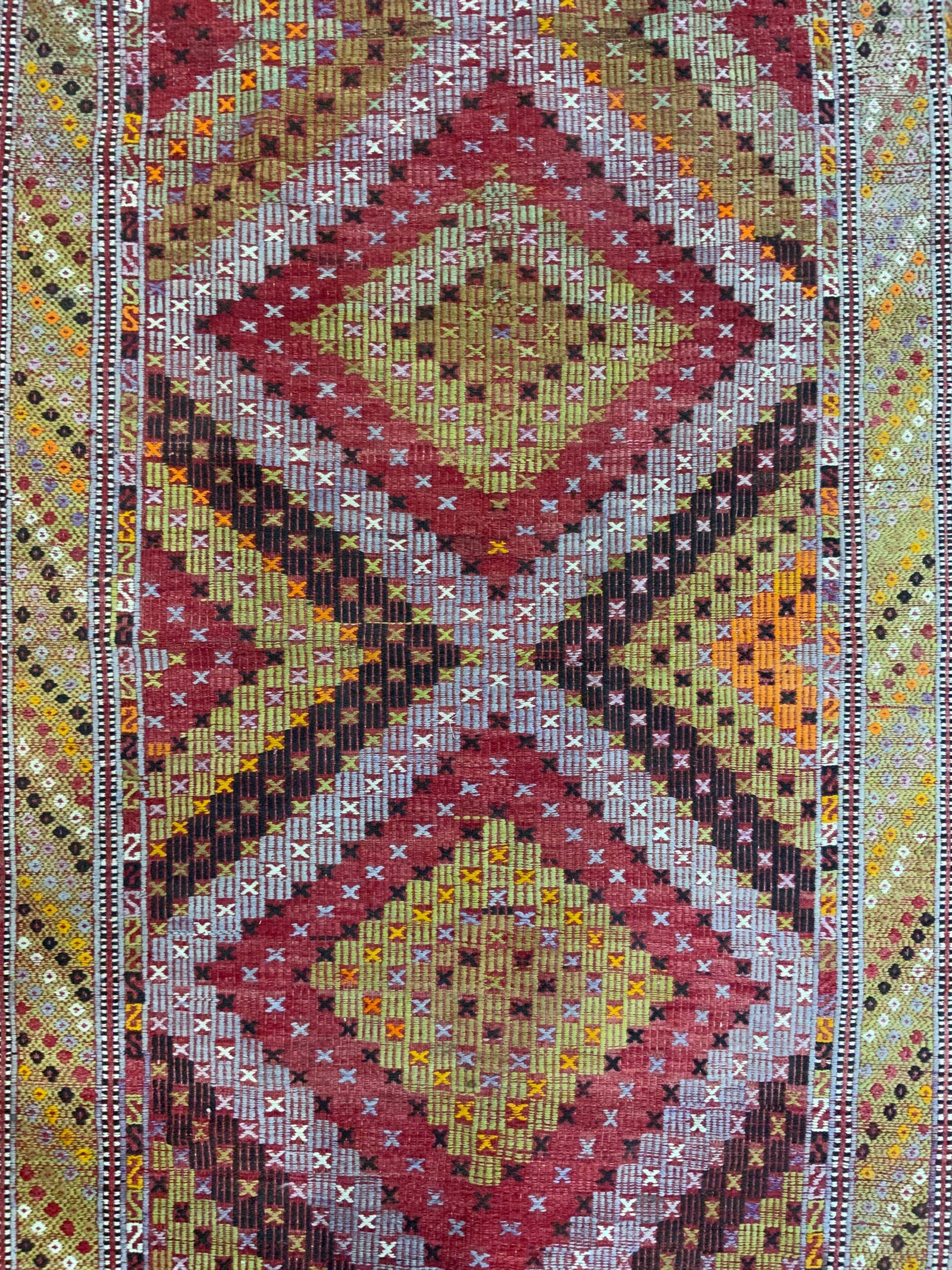 Vntg Handmade Turkish Kilim Fringed Wool Area Rug (1 of 8)