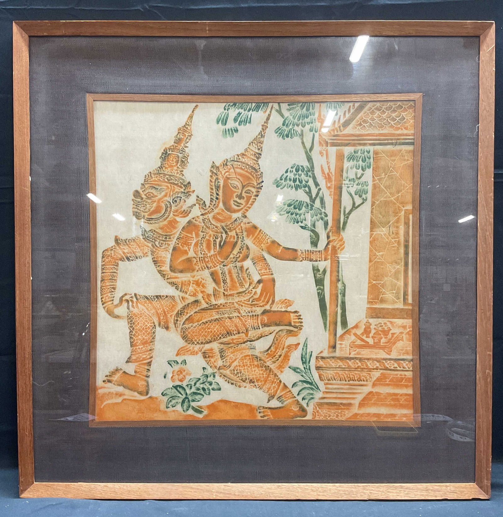 Framed Thai Temple Colored Rubbing (1 of 6)