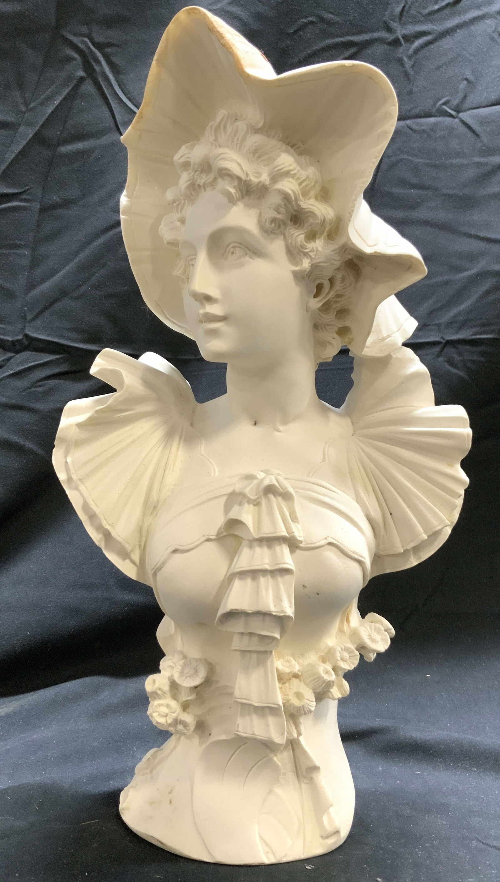 Vtg Italian Chalkware Plaster Art Nouv Lady Bust (1 of 8)
