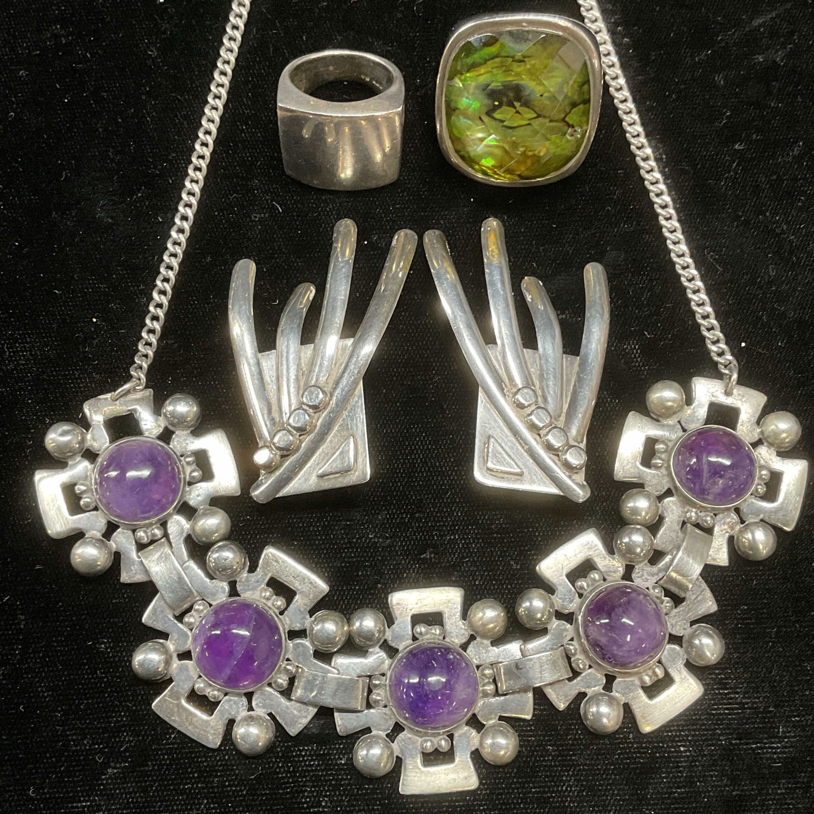 Lot 4 Sterling Silver Necklace, Rings, Earrings (1 of 12)