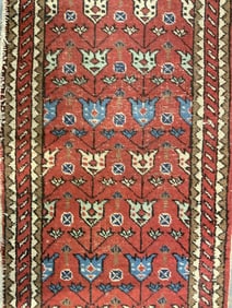 Vintage Handmade Persian Fringed Wool Runner